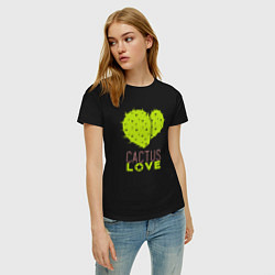Футболка хлопковая женская Cactus love, цвет: черный — фото 2