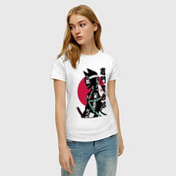 Футболка хлопковая женская Samurai cat women, цвет: белый — фото 2