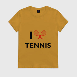 Футболка хлопковая женская I Love Tennis, цвет: горчичный