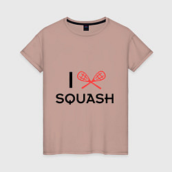 Футболка хлопковая женская I Love Squash, цвет: пыльно-розовый