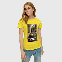 Футболка хлопковая женская Mona Lisa - horror - gothic - neural network, цвет: желтый — фото 2