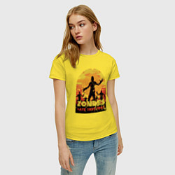 Футболка хлопковая женская Зомби не любят фастфуд, цвет: желтый — фото 2