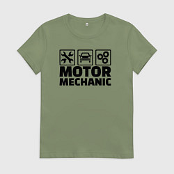 Футболка хлопковая женская Mechanic, цвет: авокадо