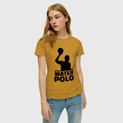 Футболка хлопковая женская Водное поло, цвет: горчичный — фото 2