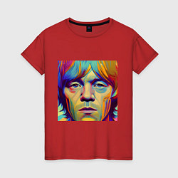 Футболка хлопковая женская Brian Jones Digital Portret, цвет: красный