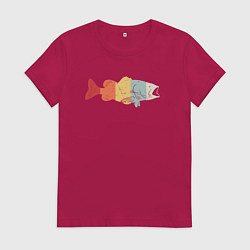 Футболка хлопковая женская Color fish, цвет: маджента