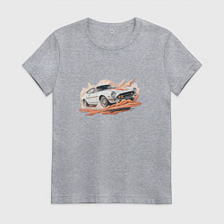 Футболка хлопковая женская Гонки в дюнах, цвет: меланж