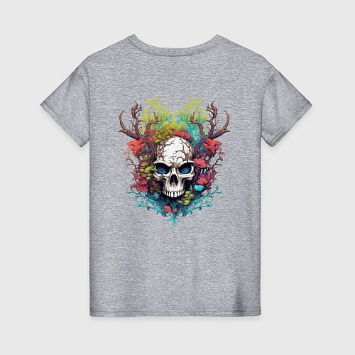 Женская футболка Лесной Дух с Черепом и Рогами / Меланж – фото 2