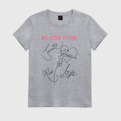 Футболка хлопковая женская Blackpink автограф, цвет: меланж