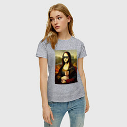 Футболка хлопковая женская Мона Лиза с шаурмой, цвет: меланж — фото 2