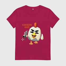 Футболка хлопковая женская Chicken Gun злой, цвет: маджента