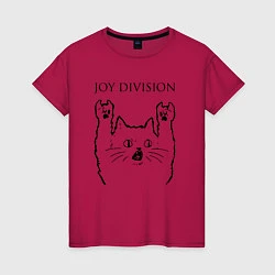 Футболка хлопковая женская Joy Division - rock cat, цвет: маджента