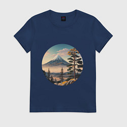 Футболка хлопковая женская Природа Японии и Дальнего Востока, цвет: тёмно-синий