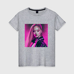 Футболка хлопковая женская Blackpink Lisa аниме рисунок, цвет: меланж