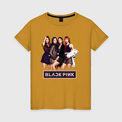 Футболка хлопковая женская Rose Blackpink kpop, цвет: горчичный