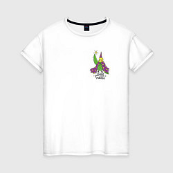 Футболка хлопковая женская Волнистый попугай волшебник, цвет: белый