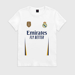 Футболка хлопковая женская Реал Мадрид форма 2324 домашняя, цвет: белый