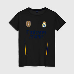 Футболка хлопковая женская Реал Мадрид форма 2324 домашняя, цвет: черный