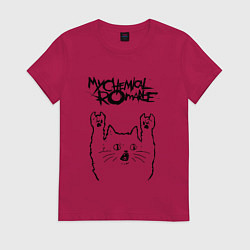 Футболка хлопковая женская My Chemical Romance - rock cat, цвет: маджента