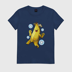 Футболка хлопковая женская Банан с В-баксами Фортнайт, цвет: тёмно-синий