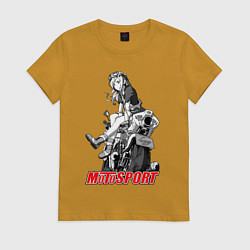 Футболка хлопковая женская Moto girl, цвет: горчичный