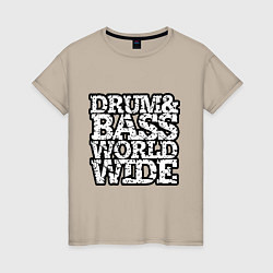 Женская футболка Drum and bass world wide