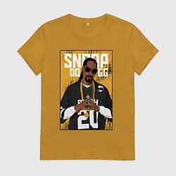Футболка хлопковая женская Snoop dogg с цепями, цвет: горчичный