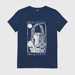 Футболка хлопковая женская Bring Me the Horizon girl, цвет: тёмно-синий