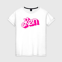 Футболка хлопковая женская Логотип розовый Кен, цвет: белый