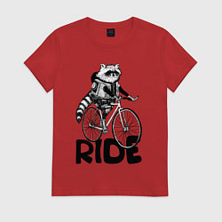 Женская футболка Raccoon ride