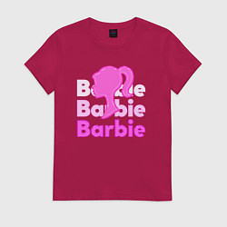 Футболка хлопковая женская Логотип Барби объемный, цвет: маджента