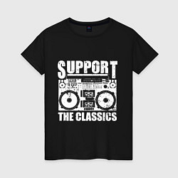 Футболка хлопковая женская Support the classic, цвет: черный