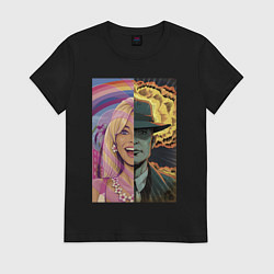 Футболка хлопковая женская Barbie Oppenheimer, цвет: черный