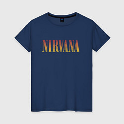 Футболка хлопковая женская Nirvana logo, цвет: тёмно-синий