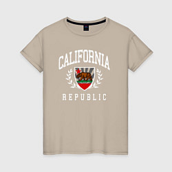 Футболка хлопковая женская Cali republic, цвет: миндальный
