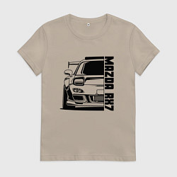 Футболка хлопковая женская Mazda RX7, цвет: миндальный