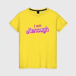 Футболка хлопковая женская I am kenough barbie, цвет: желтый