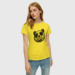 Футболка хлопковая женская Панда в очках, цвет: желтый — фото 2