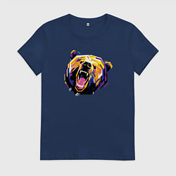 Футболка хлопковая женская Голова медведя WPAP, цвет: тёмно-синий