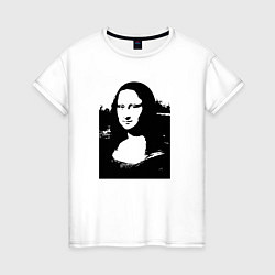 Футболка хлопковая женская Mona Lisa in black white, цвет: белый