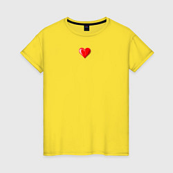 Футболка хлопковая женская Маленькое сердечко кулон, цвет: желтый