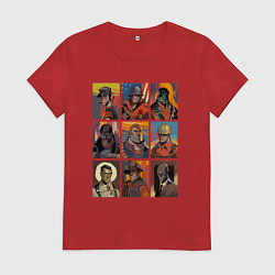 Футболка хлопковая женская Team fortress 2 - портреты персонажей, цвет: красный