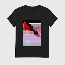 Футболка хлопковая женская Abstract glitch, цвет: черный