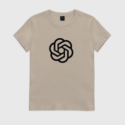 Футболка хлопковая женская Логотип ChatGPT, цвет: миндальный
