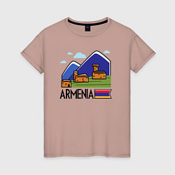 Футболка хлопковая женская Горная Армения, цвет: пыльно-розовый
