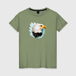 Футболка хлопковая женская Белоголовый орёл, цвет: авокадо
