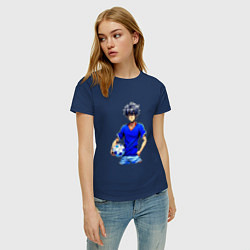 Футболка хлопковая женская Футболист в синей майке, цвет: тёмно-синий — фото 2