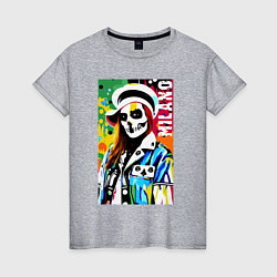 Футболка хлопковая женская Skeleton fashionista - Milano - pop art, цвет: меланж