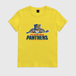 Футболка хлопковая женская Florida panthers - hockey team, цвет: желтый