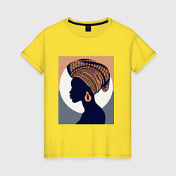 Футболка хлопковая женская Африканка в профиль, цвет: желтый